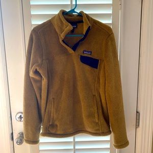 Patagonia Synchilla Snap T Fleece Pullover Womens Medium Yellow Navy